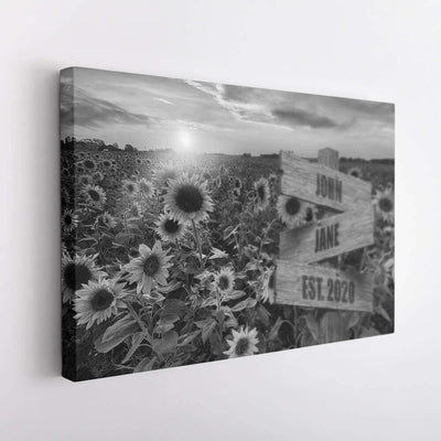 Sunflower Field Name Signs Canvas Art