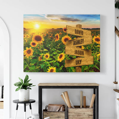 Sunflower Field Name Signs Canvas Art