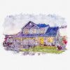 Watercolor Sketch House Art