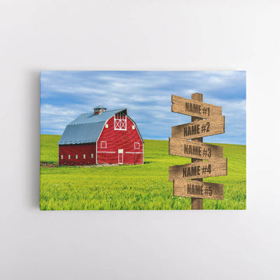 Red Barn Name Signs Canvas Art