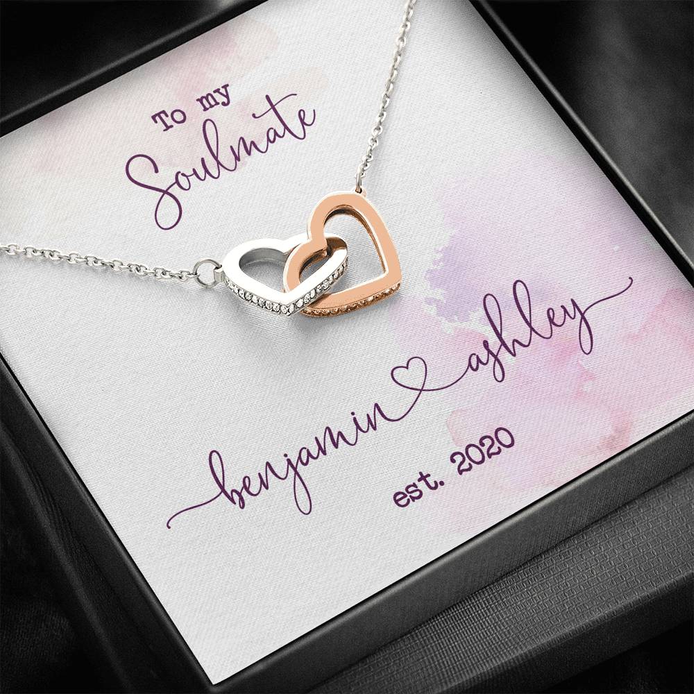 Custom Connected Names Interlocked Hearts Necklace