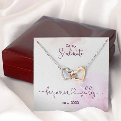Custom Connected Names Interlocked Hearts Necklace